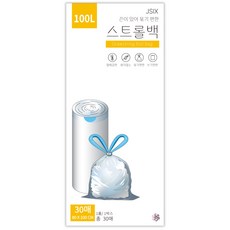 스트롤백 끈 달린 분리수거 재활용 쓰레기 반투명 비닐 봉투 봉지, 30개, 100L