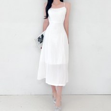 투디 여리핏 린넨 뒷리본 플레어 나시 롱원피스 3컬러