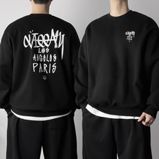 오프앤 기모 국산 오버핏 월드시티 레터링 맨투맨 빅사이즈 남녀공용