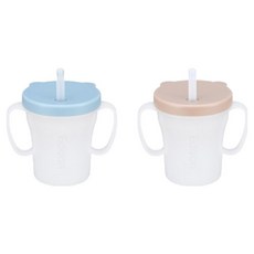 에디슨 베이비 흘림방지 빨대컵 1+1, CU3567+CU3550 베이지+블루, 2개, CU3567+CU3550 베이지+블루, 200ml