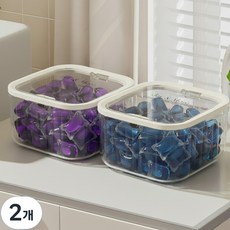 조이앤모어 캡슐세제 보관함 원터치 캡슐세제통 보관 케이스, 투명, 2개