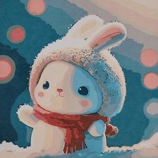 더웨일 DIY 유화 명화그리기 30 x 30 cm 토끼, 빨간 목도리 토끼, 1개