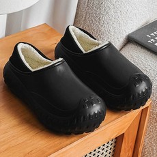 크레스티 남녀공용 방한 EVA 주방화 겨울 통굽 방수 털슬리퍼