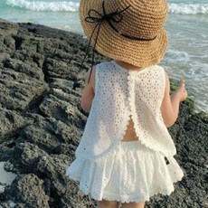 주니유니 아동 데이지펀칭치마바지세트 바캉스룩 여아여름상하복 나시상하복 치마바지세트 여름옷