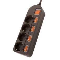 정비공 국산 멀티탭 4구 3m 과부하 차단 안전 접지 개별 스위치 브라운 컬러 멀티 콘센트, 1개