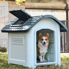 개집 애견 하우스 강아지 야외 견사 대형견집, 1개, 그레이