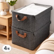 산이내린 프리미엄 투명커버 정리함, 그레이, 4개