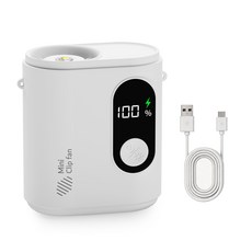 휴대용 허리 선풍기 강력바람 강도조절 목걸이 손풍기 무선 USB 충전식 바디쿨러, 흰색, M379