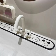 수도꼭지 규조토 흡수매트 (세면대 주방겸용 탈부착형), 블랙화이트, 1개