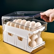 일상템 2in1 슬라이딩 계란 트레이 보관함, 화이트, 1개