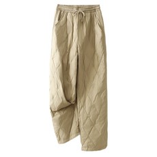 ZAJA 여성 누빔 바지 루즈핏 밴딩 하이웨스트 팬츠 겨울 패딩팬츠