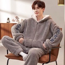 스타일닥터 가을 겨울 기모 도톰한 남성 실내복 겨울 코럴 캐시미어 남성 잠옷