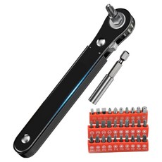 90도 각도 드라이버 좁은 공간용 미니 라쳇 렌치 비트 소켓 세트 남성용 선물 일상 휴대용 도구 멋진 기기 및 EDC 장비 재고 보충용, 21개, 블랙