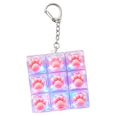 LED 고양이 키캡 키링 9구 풀발광 딸깍 피젯 키보드 키링, 1개, one 1개, one