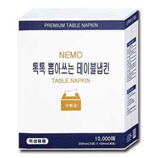 네모 톡톡 뽑아쓰는 테이블 냅킨 무형광 업소용 대용량 네프킨, 10000개입, 3세트, 백색