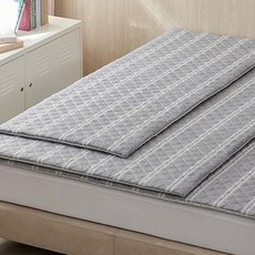 사계절 고탄성 항균 탄소섬유레이어 토퍼 접이식 매트리스 라돈프리, 스트라이프 그래이, 3cm