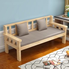투윅스 원목 긴의자 벤치 의자 등받이 쿠션포함 2인 3인 4인 우드 나무 인테리어 거실 소파 쇼파, 80cm, 쿠션 포함, 오크