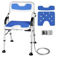 욕실 임산부 안전 노인 목욕의자 U자형 접이식 샤워의자 환자 샤워기 홀더 미끄럼방지 높이 조절, 1개, 불루