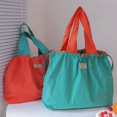 휴대용 장바구니 에코백 접이식 시장바구니 대형사이즈 1+1, 1세트, 민트+오렌지