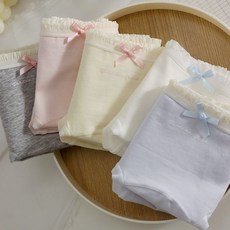 100% 순면 데일리 넓은 항균 덧단 미들기장 편안한 여성 삼각팬티 5매