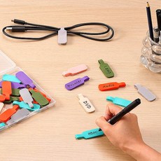 그온샵 손글씨 컬러 벨크로 케이블 태그 35P 전선정리 충전기 라벨 이름표 끈적임 없이 재사용
