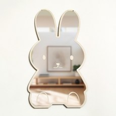 이지유 어린이 아크릴 안전 거울 무타공 부착식 아이방 벽거울, 우드형 웃는 토끼 35X18.5