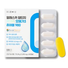 메디온셀 알래스카 알티지 온가족 오메가3 츄어블 980 2개월 60캡슐 비타민E, 1박스, 60정