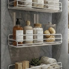 라온플로우 무타공 스틸선반 욕실 다용도 수납, 3개, 퓨어 화이트