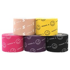 이너에스 스마일 스포츠테이프 이지컷(5cm x 5M) 키네시올로지 스포츠테이핑 프리컷 근육테이프, 이지컷_블랙_스마일패턴
