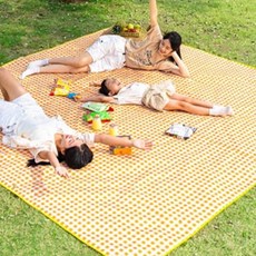 아웃도어 캠핑 야외 캠핑매트, 노란색 체크