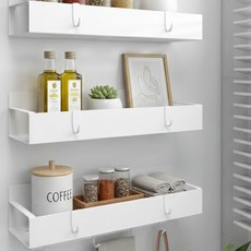 진마켓 초강력 대형 자석 선반 후크포함 2개 욕실/주방/사무실/세탁실 정리, 1세트, 화이트