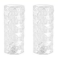 투데이리빙 1+1 16색 크리스탈 터치 무드등 + 리모컨 침실 취침등 수면등 인테리어 감성 충전식 스탠드 조명 수유등 독서등, R98200T, 투명, 2개