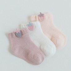 감동양말 마시멜로2 메쉬 딸기 자수 신생아 양말 / 신생아 삭스 / 봄여름 베이비 양말