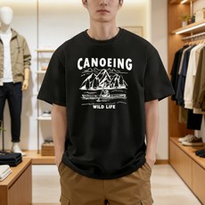 퓨어몰링 남자 오버핏 반팔티 프린팅 반팔 티셔츠