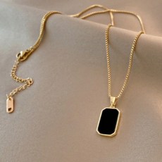 오닉스 사각 양면 펜던트 목걸이