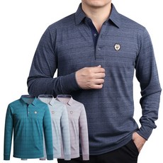 잔피엘 국내산 중장년 남성용 봄 면혼방 체크 Y 카라 긴팔티셔츠 아빠옷