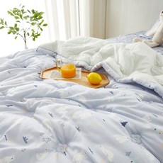 하루네베드 봄이불 모달이불 100% 어린이 차렵이불 슈퍼싱글 세트, 블루그레이, 이불단품