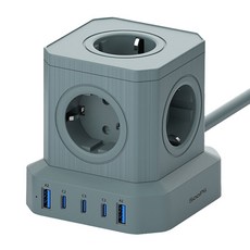 수피 65W 노트북 초고속 고용량 밀리터리 캠핑 큐브 USB 멀티탭 5구, 2m, 카키, 1개