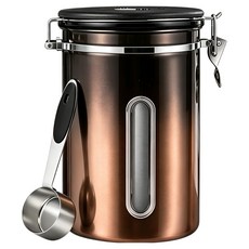 커피빈 보관통 1800ml 블랙 스푼 포함 커피 밀폐용기, 1.8L 그라데이션 브라운, 1세트