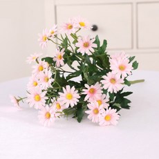 하스몰 조화 리얼 러블리 데이지 2묶음 꽃다발, 핑크, 1개