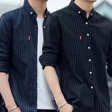 TKX 1+1 남성 셔츠 캐주얼 긴팔 스트라이프 디자인 봄 가을 비지니스 사계절 KN89