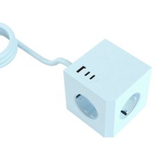 번개표 뉴 큐브 고속충전 고용량 전선형 멀티탭 3구 E38, 1개, 크리미 블루, 180cm