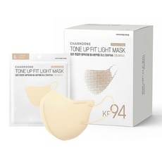 참존 톤업핏 블랙라벨 라이트 마스크 중형 KF94, 1개, 25개입, 크림 베이지