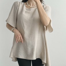 린넨앤그레이스 빅사이즈 펄 윙 드레이프 플레어 블라우스 55~99 화이트 베이지 블랙