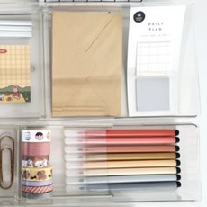 럭키레브 길이조절 서랍 수저 정리함, 1세트, 투명