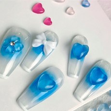 MEIBROWN 愛心造型變色美甲石, 1套, 藍色