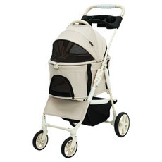 플리다스 실속형 원터치 펫 유모차 개모차 애견 반려견 경량 퀵폴딩 분리형 소형견 중형견, 크림베이지, 1개