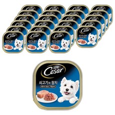 시저 1세 이상 강아지 쇠고기와 참치 주식캔, 소+참치, 100g, 24개
