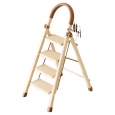 [스마트박스]접이식 사다리 안전 계단 조절 가정용 계단 실내 스텝 스툴 휴대용 확장형, 우유화이트