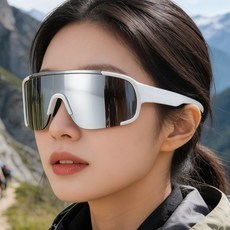 등산 선글라스 HD 고화질 자외선 UV400 방풍 방사 방진 자전거 라이딩 스키용 보호경 남녀공용, 1개, 흰색